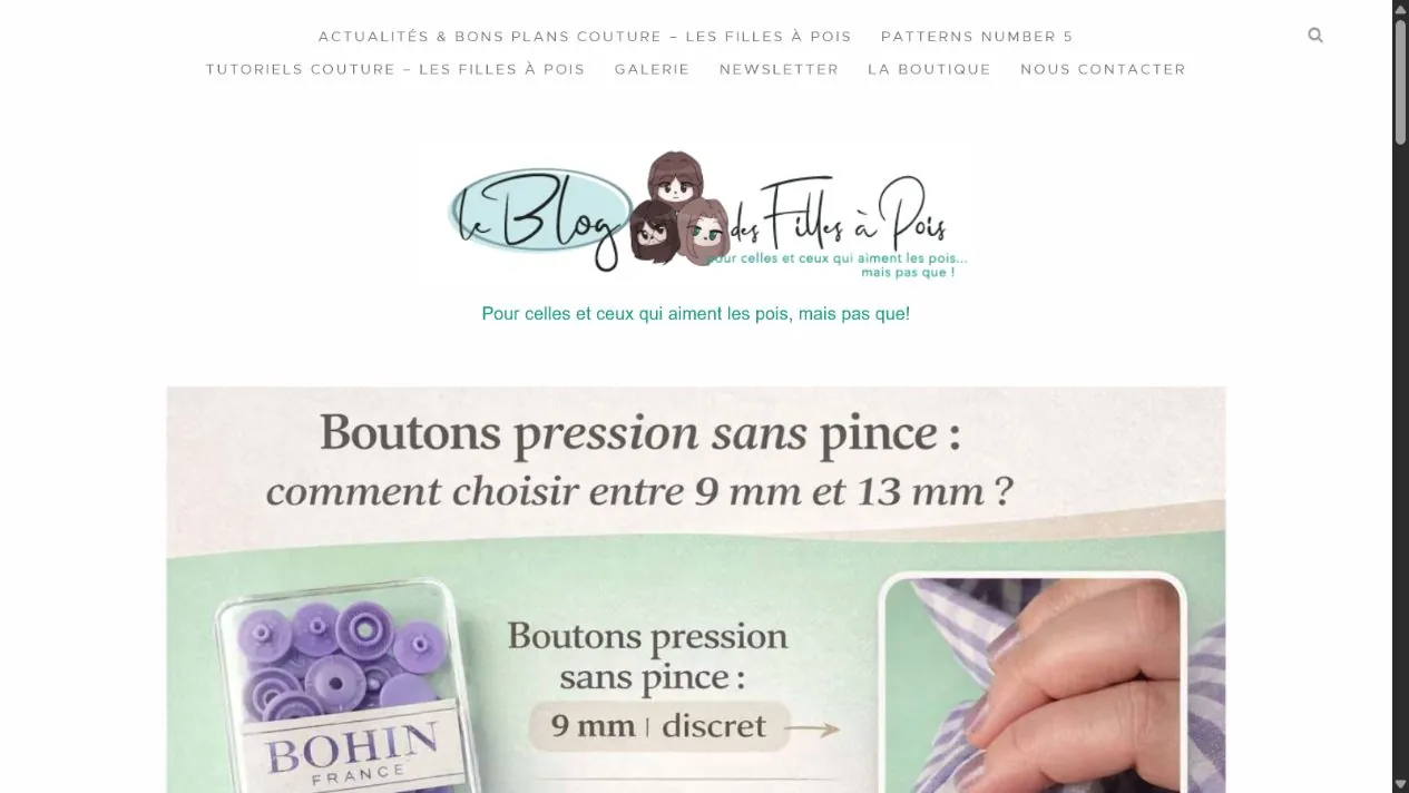 Version ordinateur du site Atelier Les Filles à Pois