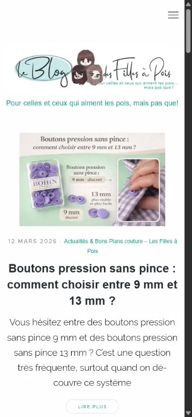 Version mobile du site Atelier Les Filles à Pois
