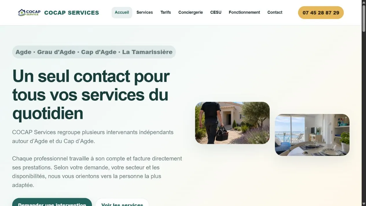 Version ordinateur du site COCAP Services