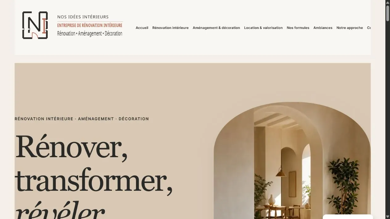 Version ordinateur du site Nos Idées Intérieurs