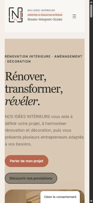 Version mobile du site Nos Idées Intérieurs