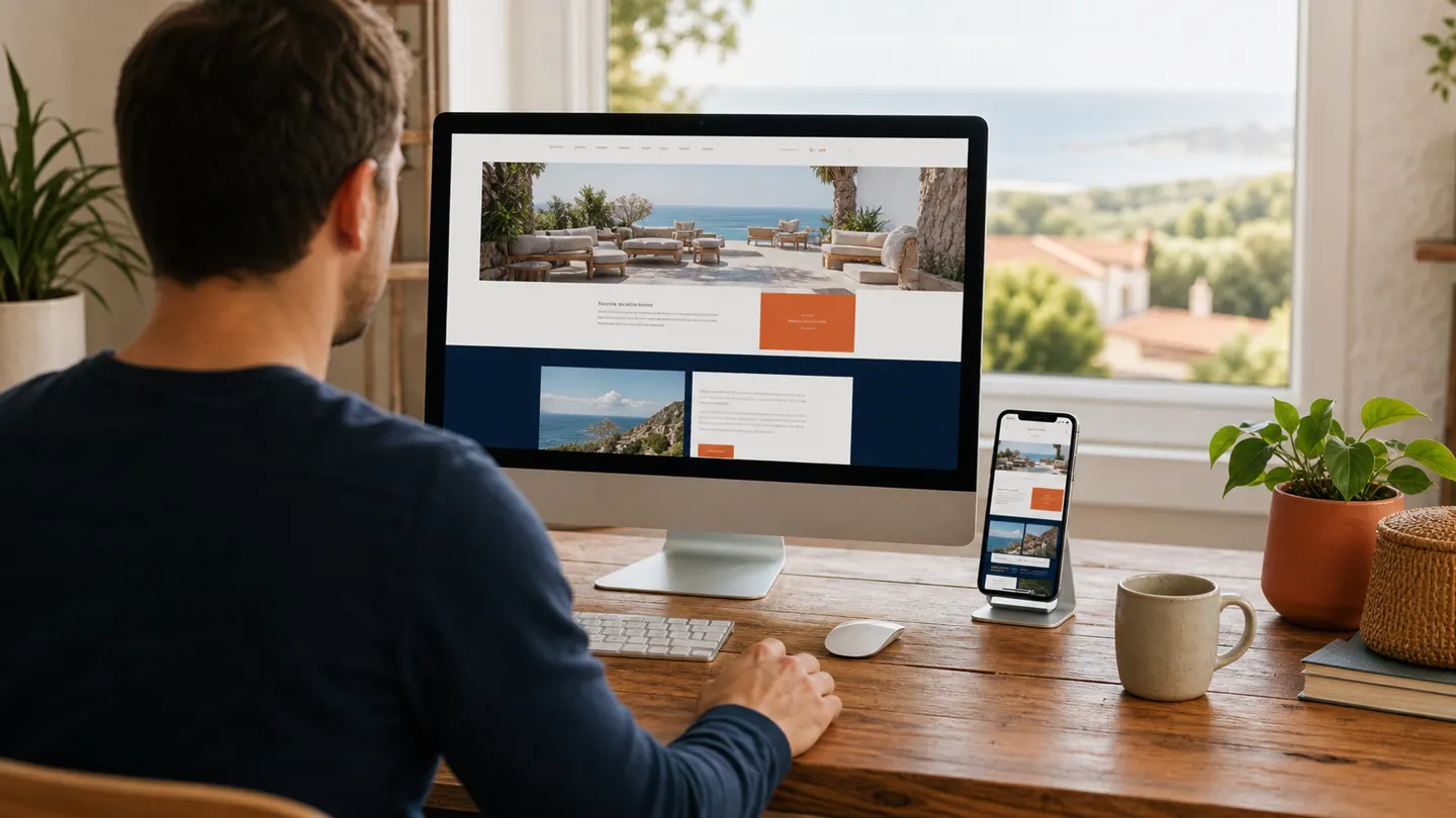 Site internet responsive présenté sur ordinateur et smartphone