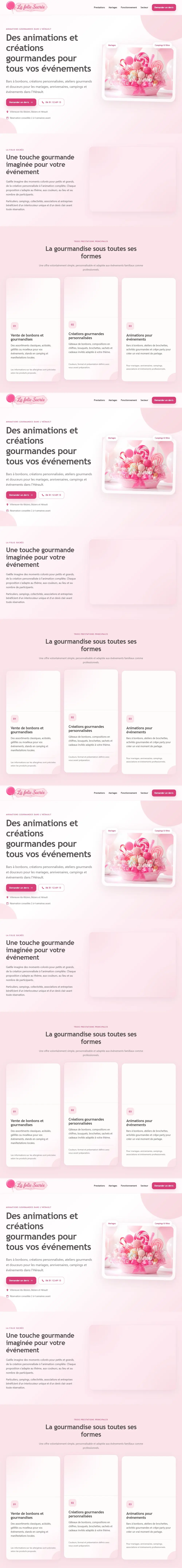 Version ordinateur du site La Folie Sucrée